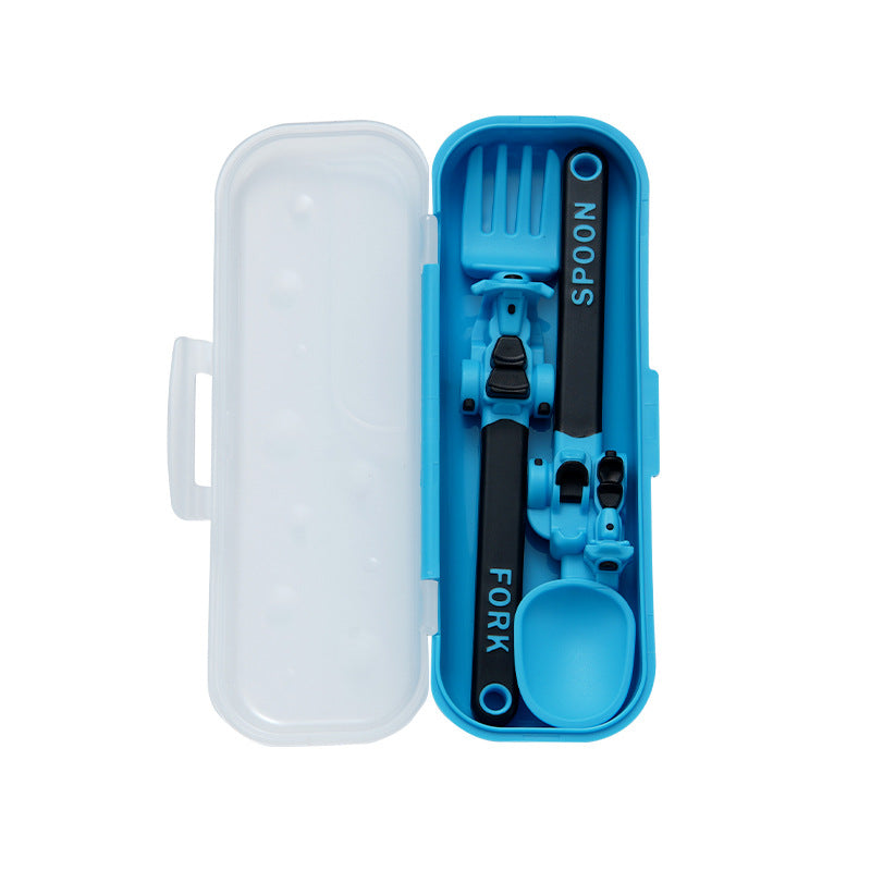 Kids 3 Wheel Scooter Cutlery Set Cartoon Cute Food Grade PP Material High Temperature Disinfectable Fork Spoon Set for Toddlers