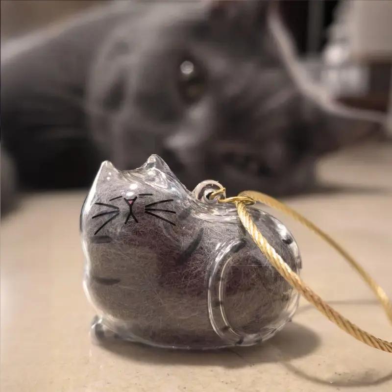 Cat Fur Memory Charm, Transparent Fur Storage Keychain, 6 Cute Designs, Mini Fur Collector, Sentimental Keepsake Pendant, Pet Memorial Gift, Cat Mom Must-Have Personalized