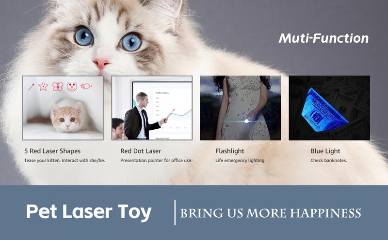 Gift For Pets,USB RechargeableLaser Pet Toy,1 Count 5 Adiustable Modes PetsInteractive Light Toy for Cats & Dogs, Pet Training Toy,Indoor & Outdoor Pet Toys
