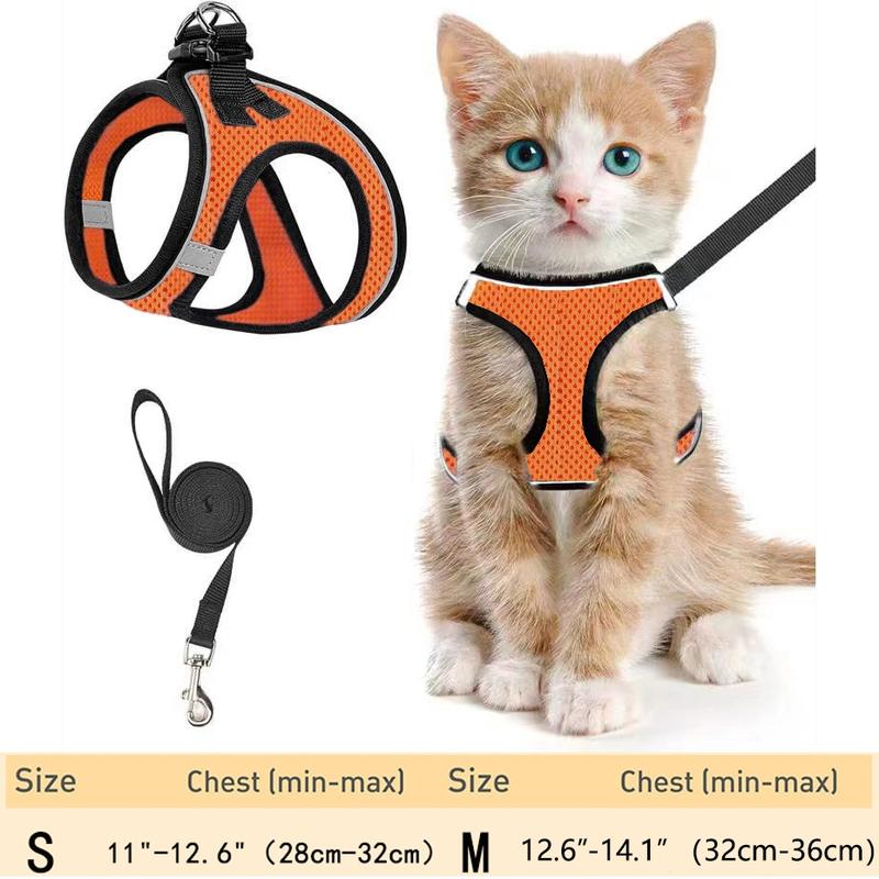 2pcs Adjustable Pet Harness & Leash Set, Breathable Mesh Cat Harness With No Tangle Leash, Pet Supplies For Outdoor Walking
