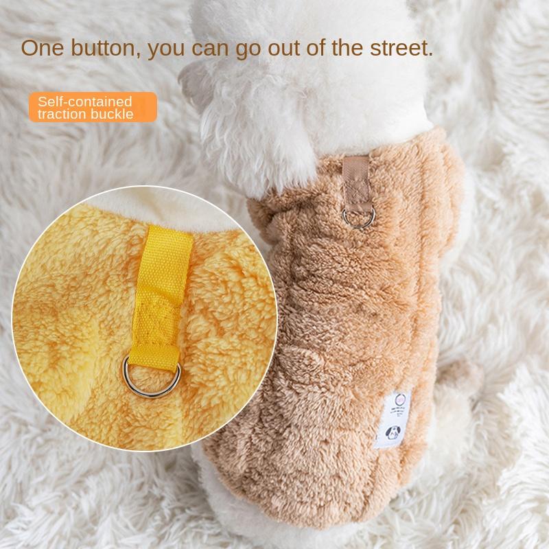 Warm Fleece Pet Vest Jacket, Sleeveless Design, Anti-Shedding, with Leash Ring, for Small Medium Dogs Cats, Fall Winter