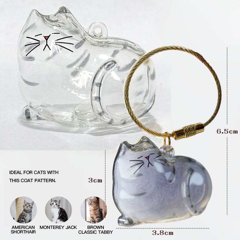 Cat Fur Memory Charm, Transparent Fur Storage Keychain, 6 Cute Designs, Mini Fur Collector, Sentimental Keepsake Pendant, Pet Memorial Gift, Cat Mom Must-Have Personalized