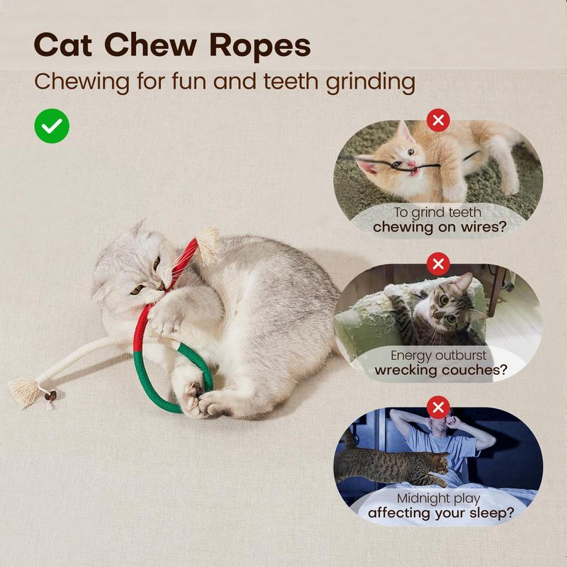 Potaroma Cat Toys Chew Ropes 3Pcs with Refillable Natural Catnip, Safe Teeth Cleaning Toys for Indoor Cats, Interactive Cat Nip Kitty Toys for All Breeds 19.5 Inches