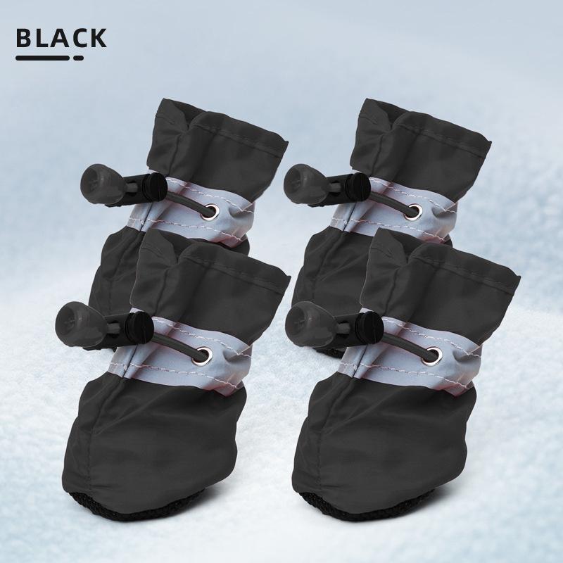 4-Pack Waterproof Dog Boots with Reflective Strips & Adjustable Straps Secure Fit for Rain Snow Mud All-Season Protection for Small Medium Large Breeds Winter - Paws