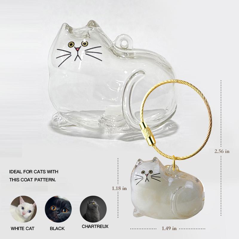 Cat Fur Memory Charm, Transparent Fur Storage Keychain, 6 Cute Designs, Mini Fur Collector, Sentimental Keepsake Pendant, Pet Memorial Gift, Cat Mom Must-Have Personalized