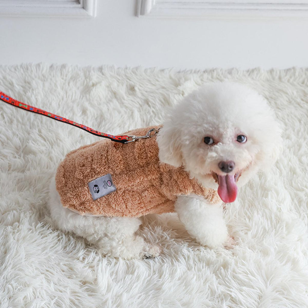 Warm Fleece Pet Vest Jacket, Sleeveless Design, Anti-Shedding, with Leash Ring, for Small Medium Dogs Cats, Fall Winter