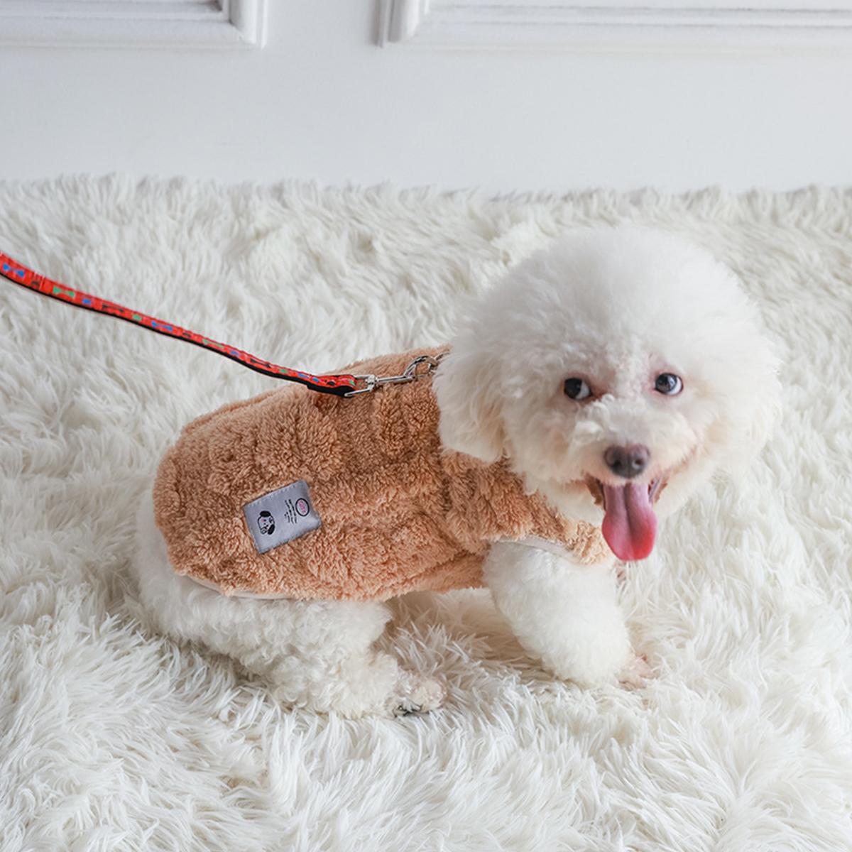 Warm Fleece Pet Vest Jacket, Sleeveless Design, Anti-Shedding, with Leash Ring, for Small Medium Dogs Cats, Fall Winter