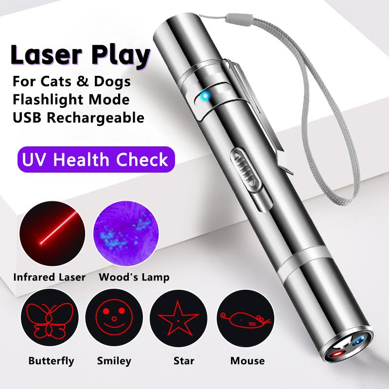Gift For Pets,USB RechargeableLaser Pet Toy,1 Count 5 Adiustable Modes PetsInteractive Light Toy for Cats & Dogs, Pet Training Toy,Indoor & Outdoor Pet Toys