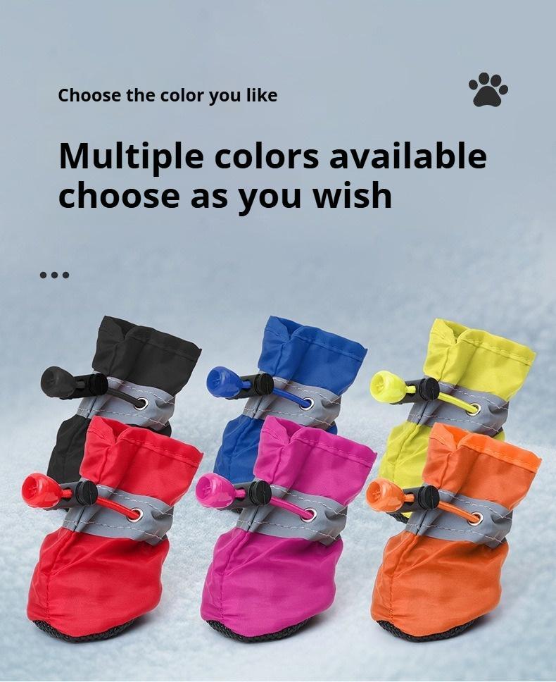 4-Pack Waterproof Dog Boots with Reflective Strips & Adjustable Straps Secure Fit for Rain Snow Mud All-Season Protection for Small Medium Large Breeds Winter - Paws