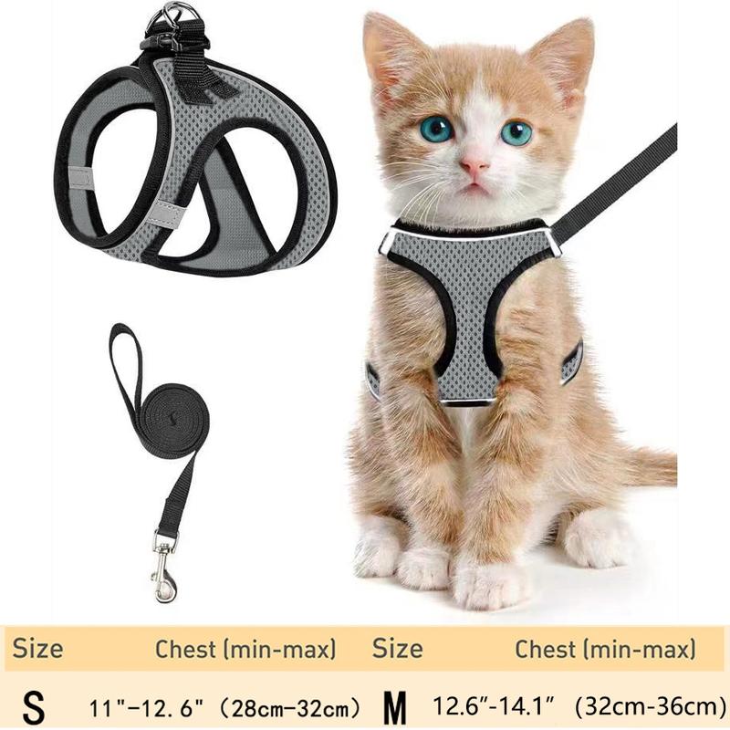 2pcs Adjustable Pet Harness & Leash Set, Breathable Mesh Cat Harness With No Tangle Leash, Pet Supplies For Outdoor Walking