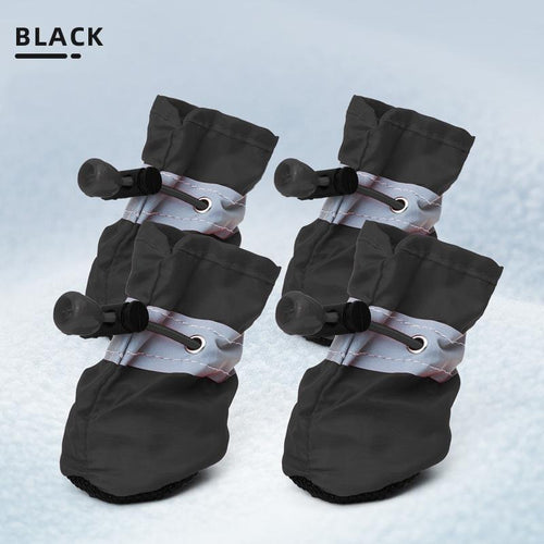 4-Pack Waterproof Dog Boots with Reflective Strips & Adjustable Straps Secure Fit for Rain Snow Mud All-Season Protection for Small Medium Large Breeds Winter - Paws