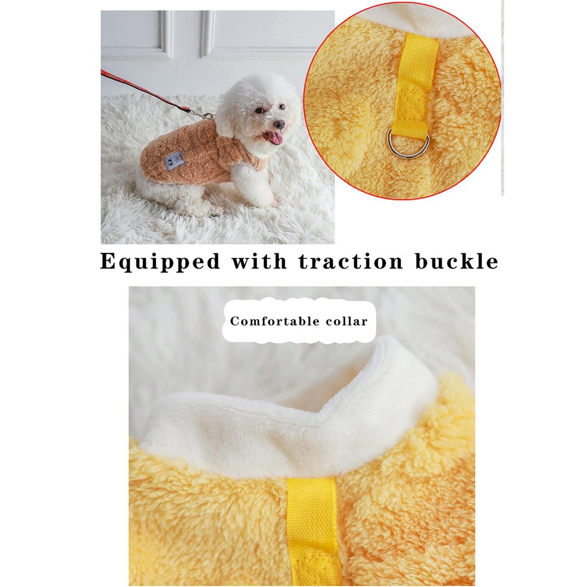 Warm Fleece Pet Vest Jacket, Sleeveless Design, Anti-Shedding, with Leash Ring, for Small Medium Dogs Cats, Fall Winter