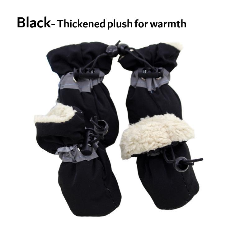 4-Pack Waterproof Dog Boots with Reflective Strips & Adjustable Straps Secure Fit for Rain Snow Mud All-Season Protection for Small Medium Large Breeds Winter - Paws