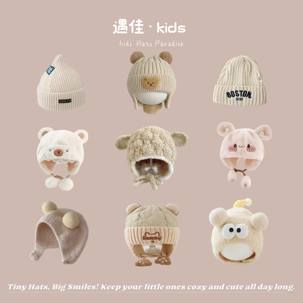 Autumn Winter Warm Hat Korean Versatile Unisex Toddler Baby Windproof Ear Protection Knitted Infant Hat Children's Hat