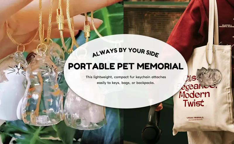 Cat Fur Memory Charm, Transparent Fur Storage Keychain, 6 Cute Designs, Mini Fur Collector, Sentimental Keepsake Pendant, Pet Memorial Gift, Cat Mom Must-Have Personalized