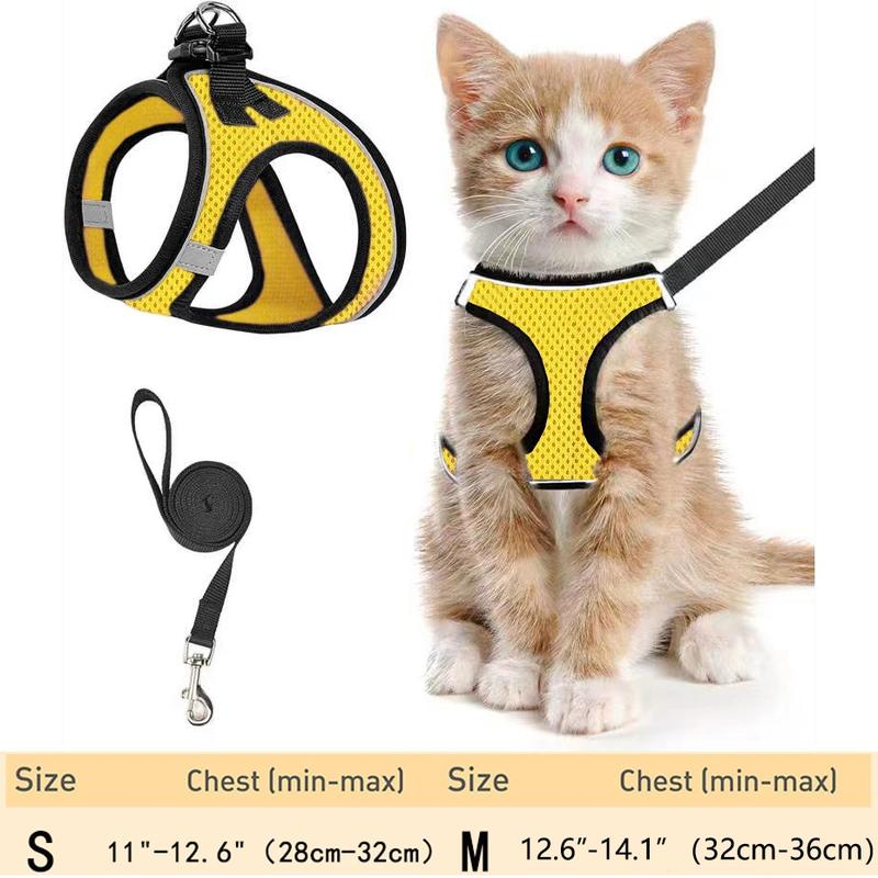 2pcs Adjustable Pet Harness & Leash Set, Breathable Mesh Cat Harness With No Tangle Leash, Pet Supplies For Outdoor Walking