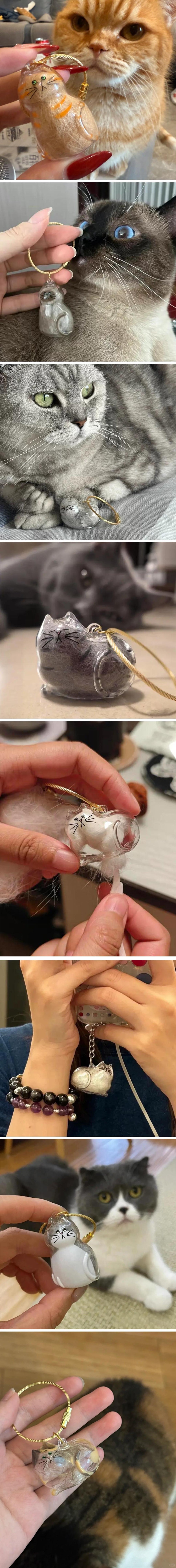 Cat Fur Memory Charm, Transparent Fur Storage Keychain, 6 Cute Designs, Mini Fur Collector, Sentimental Keepsake Pendant, Pet Memorial Gift, Cat Mom Must-Have Personalized