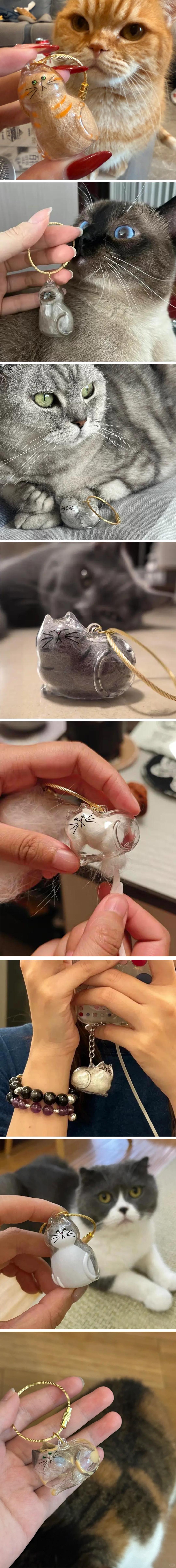 Cat Fur Memory Charm, Transparent Fur Storage Keychain, 6 Cute Designs, Mini Fur Collector, Sentimental Keepsake Pendant, Pet Memorial Gift, Cat Mom Must-Have Personalized