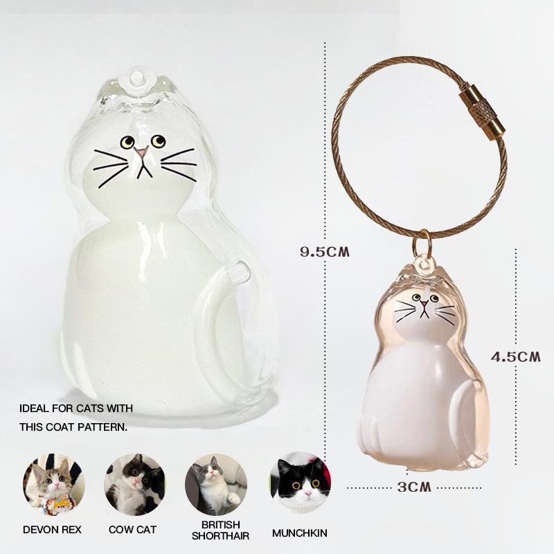 Cat Fur Memory Charm, Transparent Fur Storage Keychain, 6 Cute Designs, Mini Fur Collector, Sentimental Keepsake Pendant, Pet Memorial Gift, Cat Mom Must-Have Personalized