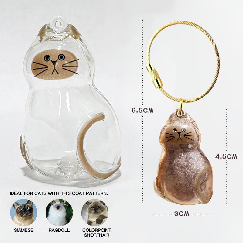 Cat Fur Memory Charm, Transparent Fur Storage Keychain, 6 Cute Designs, Mini Fur Collector, Sentimental Keepsake Pendant, Pet Memorial Gift, Cat Mom Must-Have Personalized