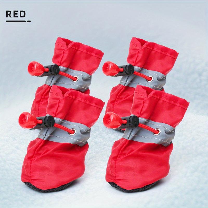 4-Pack Waterproof Dog Boots with Reflective Strips & Adjustable Straps Secure Fit for Rain Snow Mud All-Season Protection for Small Medium Large Breeds Winter - Paws