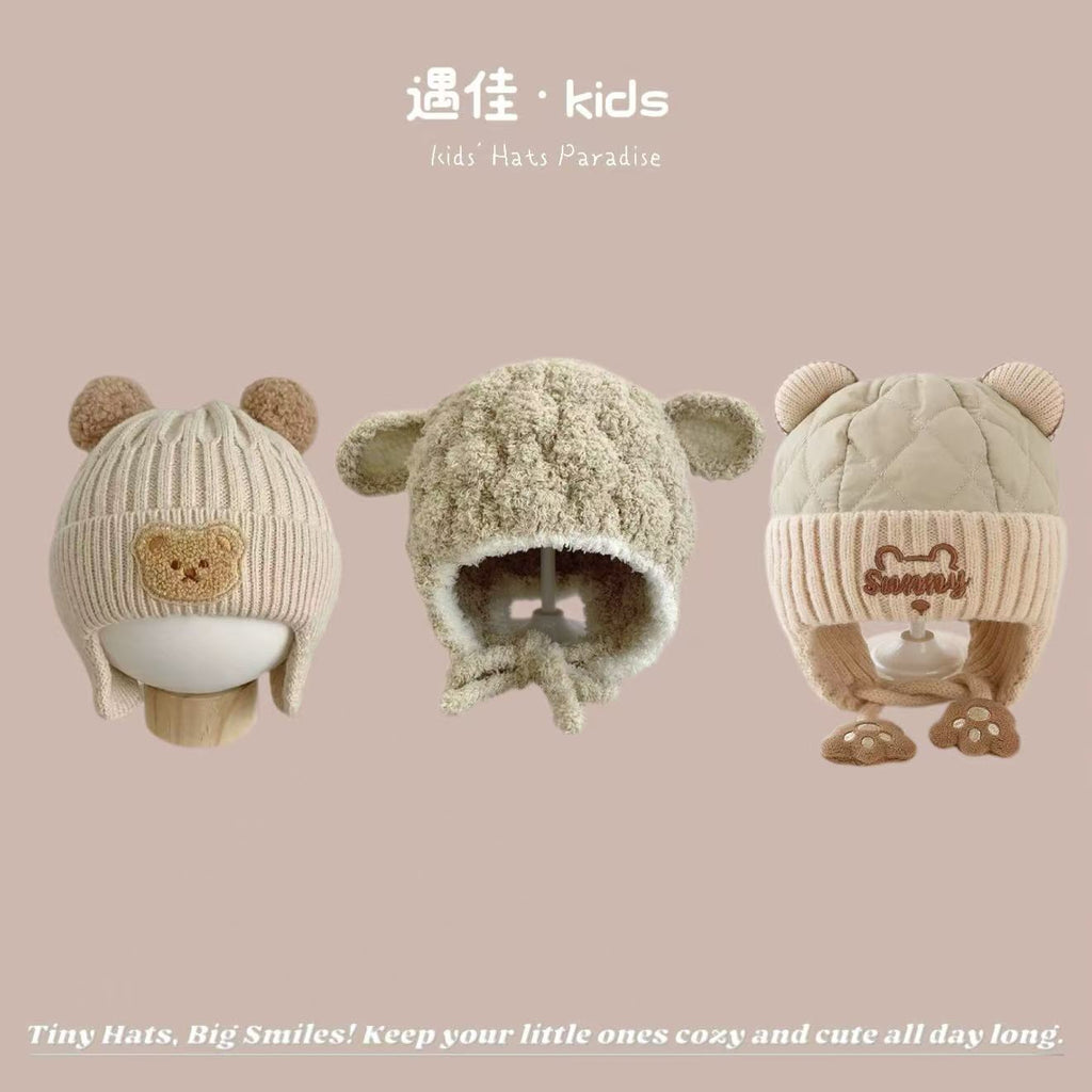 Autumn Winter Warm Hat Korean Versatile Unisex Toddler Baby Windproof Ear Protection Knitted Infant Hat Children's Hat