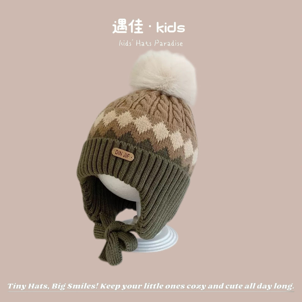 Autumn Winter Warm Hat Korean Versatile Unisex Toddler Baby Windproof Ear Protection Knitted Infant Hat Children's Hat