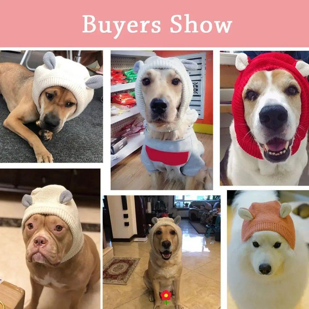 1pc Dog Silent Ear Muffs, Noise Protection Ear Covers, Large Dogs Knitted Hat Ears, Fabric Material, Pets Supplies